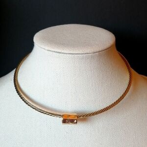 💥4/$35💥Vintage Gold Twisted Cable Torque Necklace Twist Cup Removable Pendant